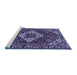 Sideview of Machine Washable Persian Blue Traditional Rug, wshtr2317blu