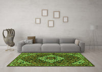 Machine Washable Persian Green Traditional Rug, wshtr2317grn