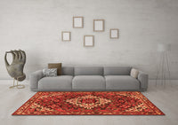 Machine Washable Persian Orange Traditional Rug, wshtr2317org