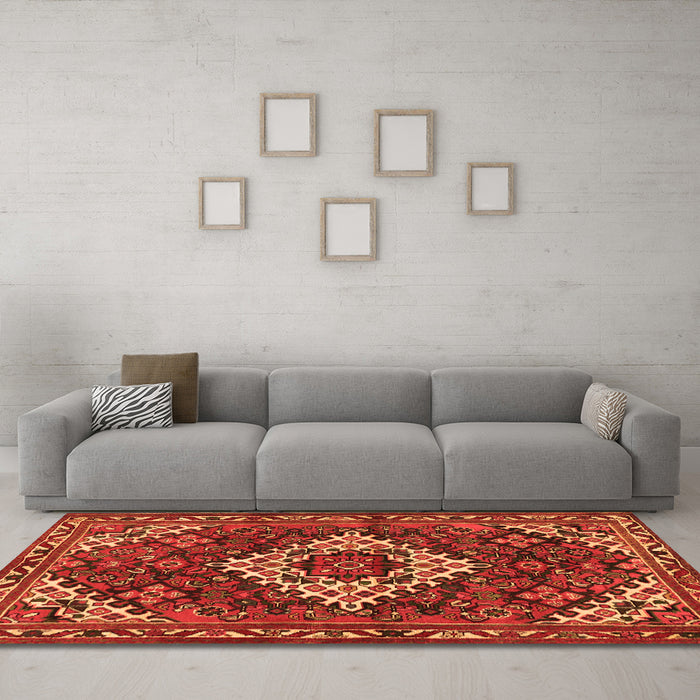 Machine Washable Persian Orange Traditional Area Rugs in a Living Room, wshtr2317org