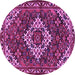 Round Machine Washable Persian Purple Traditional Area Rugs, wshtr2317pur