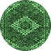 Round Machine Washable Persian Emerald Green Traditional Area Rugs, wshtr2317emgrn