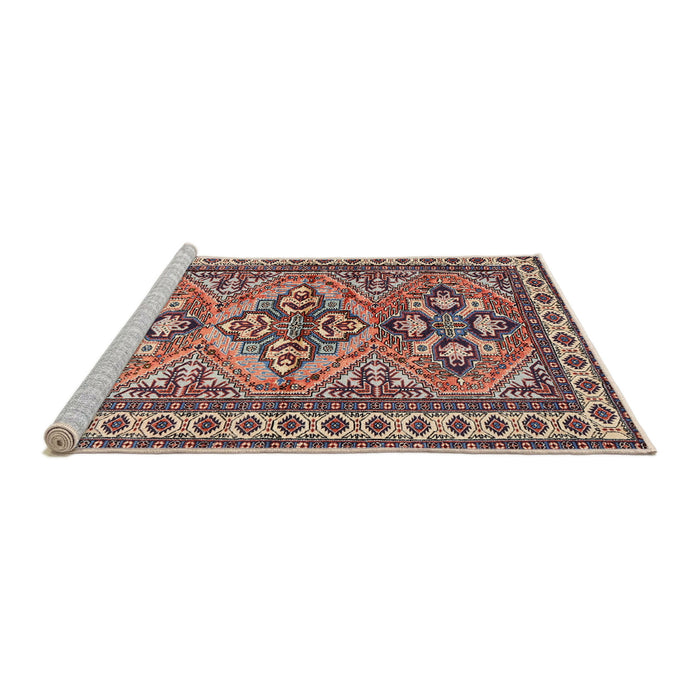Sideview of Machine Washable Traditional Light French Beige Brown Rug, wshtr2318