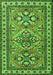 Serging Thickness of Machine Washable Persian Green Traditional Area Rugs, wshtr2318grn