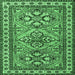 Square Machine Washable Persian Emerald Green Traditional Area Rugs, wshtr2318emgrn