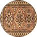 Round Persian Brown Traditional Rug, tr2318brn