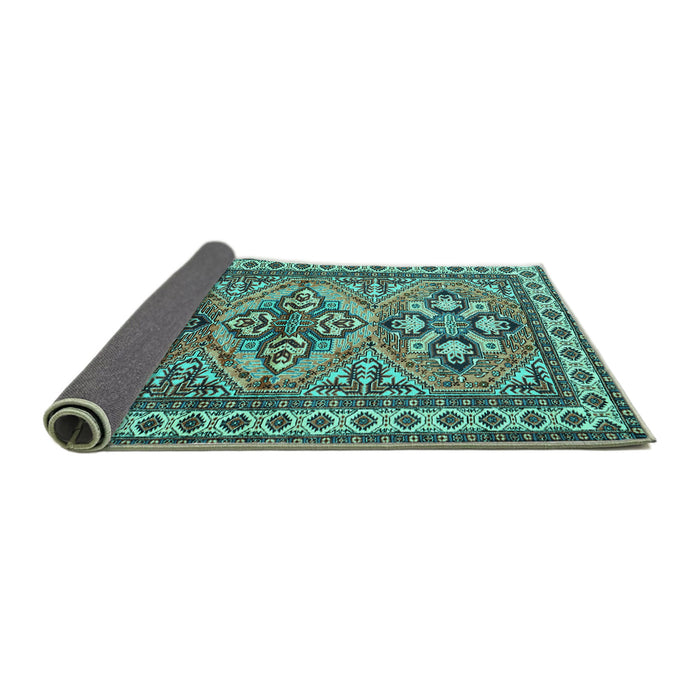 Sideview of Persian Turquoise Traditional Rug, tr2318turq
