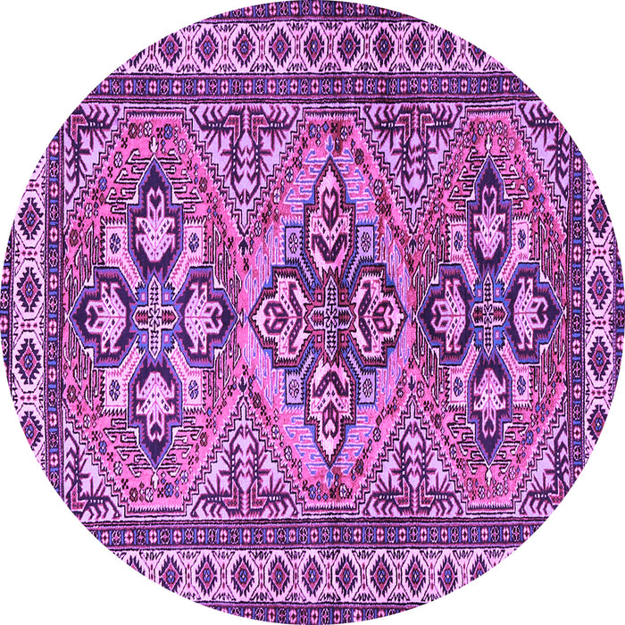 Round Machine Washable Persian Purple Traditional Area Rugs, wshtr2318pur