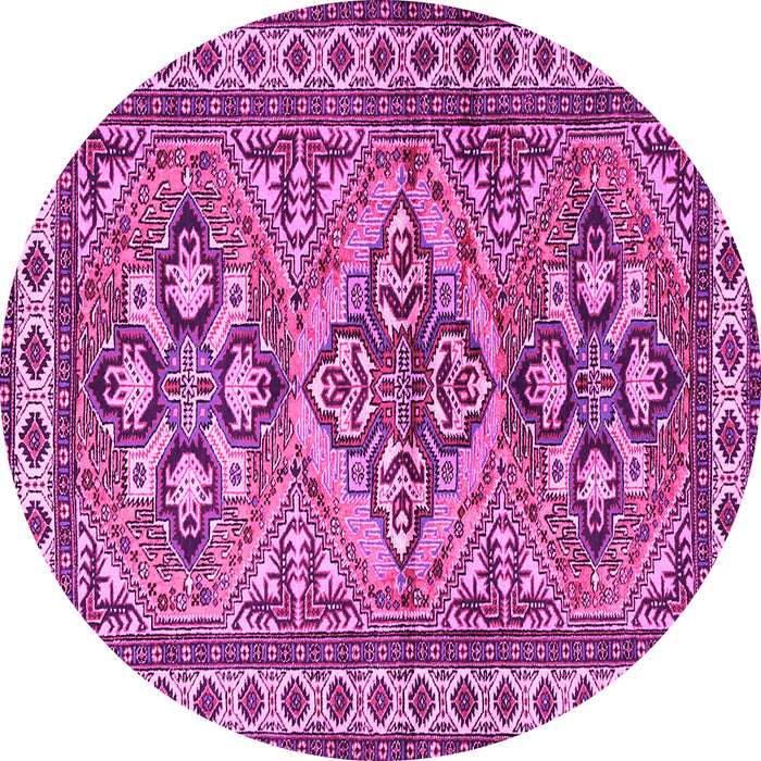 Round Machine Washable Persian Pink Traditional Rug, wshtr2318pnk