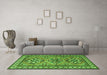 Machine Washable Persian Green Traditional Area Rugs in a Living Room,, wshtr2318grn