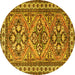 Round Persian Yellow Traditional Rug, tr2318yw