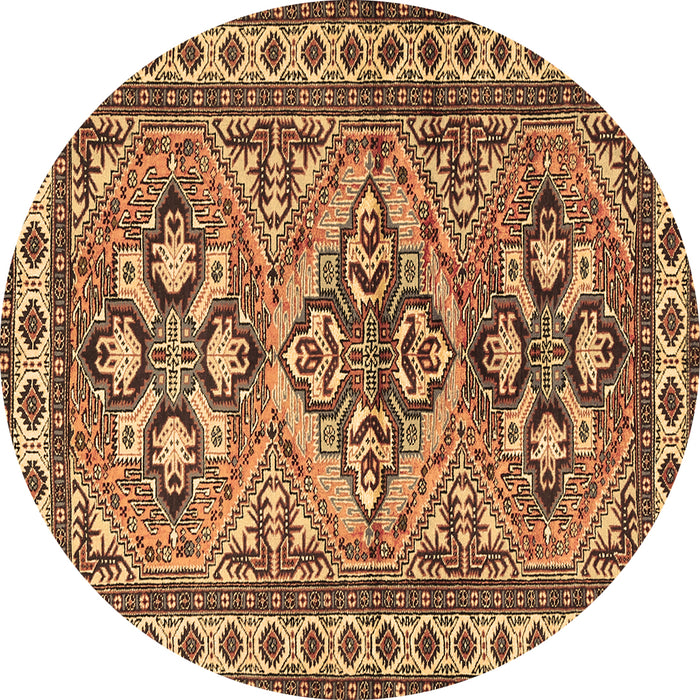 Round Machine Washable Persian Brown Traditional Rug, wshtr2318brn