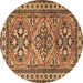 Round Machine Washable Persian Brown Traditional Rug, wshtr2318brn