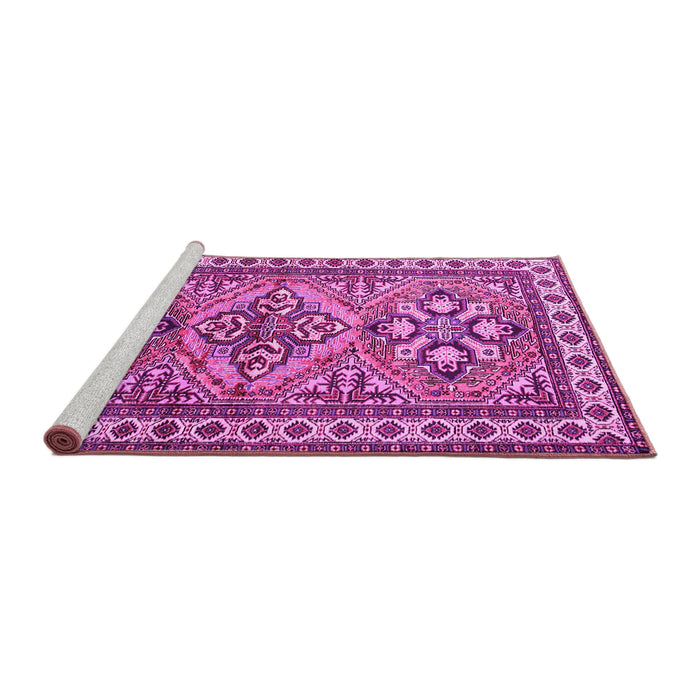 Sideview of Machine Washable Persian Pink Traditional Rug, wshtr2318pnk