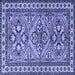 Square Machine Washable Persian Blue Traditional Rug, wshtr2318blu