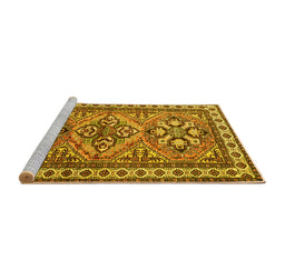 Sideview of Machine Washable Persian Yellow Traditional Rug, wshtr2318yw