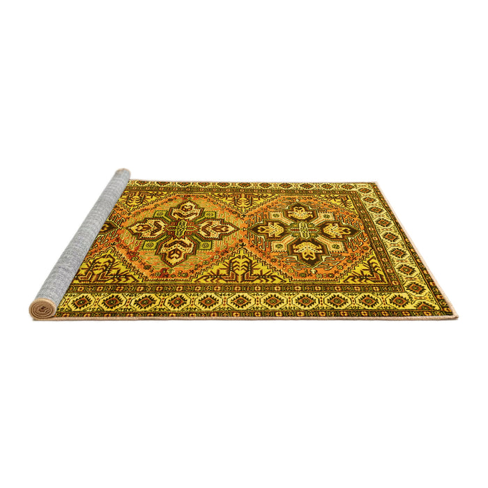 Sideview of Machine Washable Persian Yellow Traditional Rug, wshtr2318yw