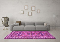 Machine Washable Persian Pink Traditional Rug, wshtr2318pnk