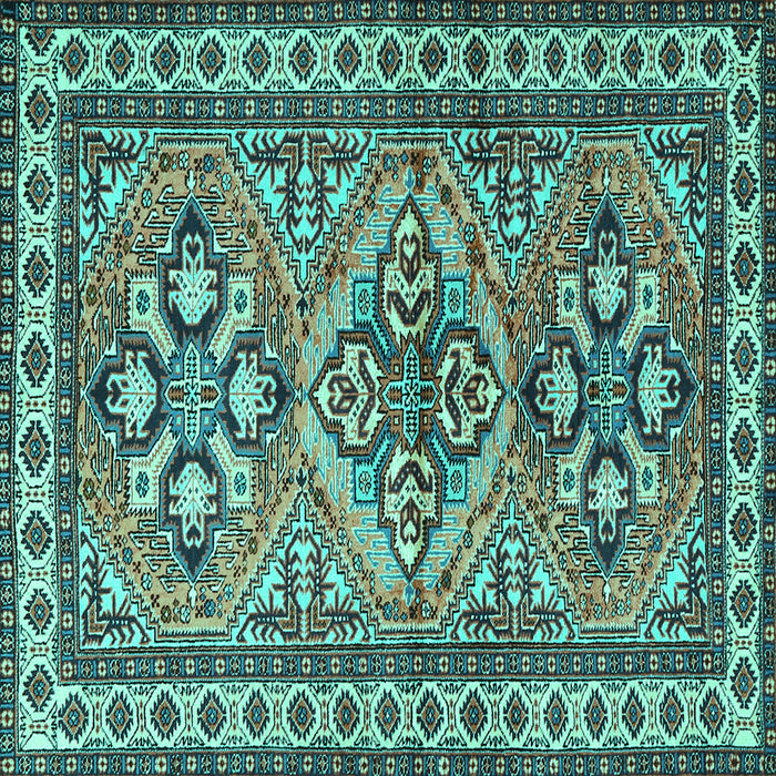 Square Machine Washable Persian Turquoise Traditional Area Rugs, wshtr2318turq