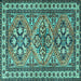 Square Machine Washable Persian Turquoise Traditional Area Rugs, wshtr2318turq