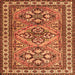 Round Machine Washable Persian Orange Traditional Area Rugs, wshtr2318org