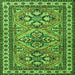 Round Machine Washable Persian Green Traditional Area Rugs, wshtr2318grn