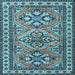 Square Machine Washable Persian Light Blue Traditional Rug, wshtr2318lblu