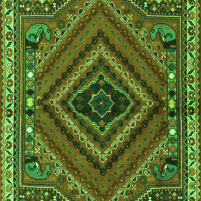 Serging Thickness of Machine Washable Persian Green Traditional Area Rugs, wshtr2319grn