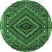 Round Persian Emerald Green Traditional Rug, tr2319emgrn