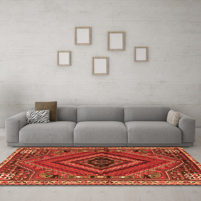 Machine Washable Persian Orange Traditional Area Rugs in a Living Room, wshtr2319org