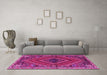 Machine Washable Persian Pink Traditional Rug in a Living Room, wshtr2319pnk