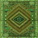 Round Machine Washable Persian Green Traditional Area Rugs, wshtr2319grn