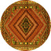 Round Persian Yellow Traditional Rug, tr2319yw
