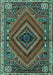 Machine Washable Persian Turquoise Traditional Area Rugs, wshtr2319turq