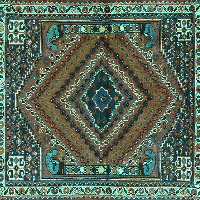 Square Machine Washable Persian Turquoise Traditional Area Rugs, wshtr2319turq