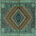 Square Machine Washable Persian Turquoise Traditional Area Rugs, wshtr2319turq