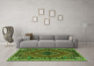 Machine Washable Persian Green Traditional Area Rugs in a Living Room,, wshtr2319grn