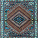 Square Machine Washable Persian Light Blue Traditional Rug, wshtr2319lblu