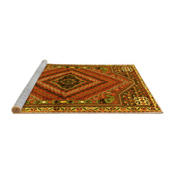 Sideview of Machine Washable Persian Yellow Traditional Rug, wshtr2319yw