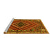 Sideview of Machine Washable Persian Yellow Traditional Rug, wshtr2319yw