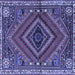 Square Machine Washable Persian Blue Traditional Rug, wshtr2319blu