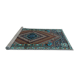 Sideview of Machine Washable Persian Light Blue Traditional Rug, wshtr2319lblu
