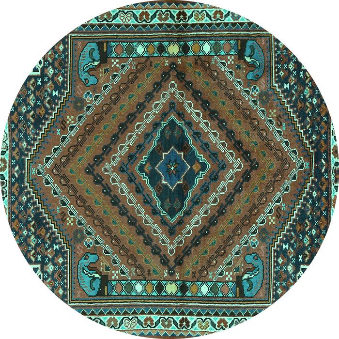 Round Persian Turquoise Traditional Rug, tr2319turq