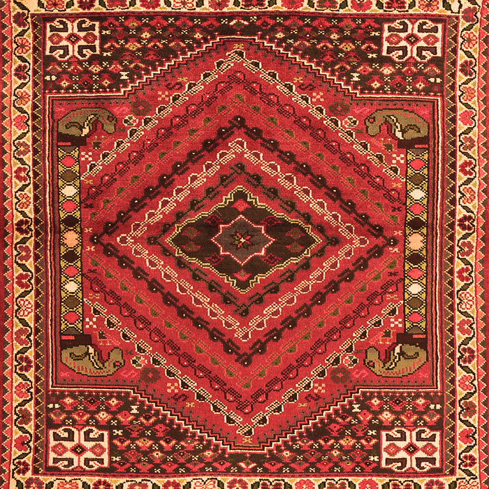 Round Machine Washable Persian Orange Traditional Area Rugs, wshtr2319org