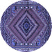 Round Persian Blue Traditional Rug, tr2319blu
