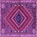 Square Machine Washable Persian Purple Traditional Area Rugs, wshtr2319pur