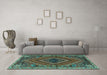 Machine Washable Persian Turquoise Traditional Area Rugs in a Living Room,, wshtr2319turq