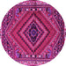 Round Machine Washable Persian Pink Traditional Rug, wshtr2319pnk