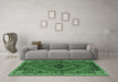 Machine Washable Persian Emerald Green Traditional Area Rugs in a Living Room,, wshtr2319emgrn