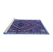 Sideview of Machine Washable Persian Blue Traditional Rug, wshtr2319blu